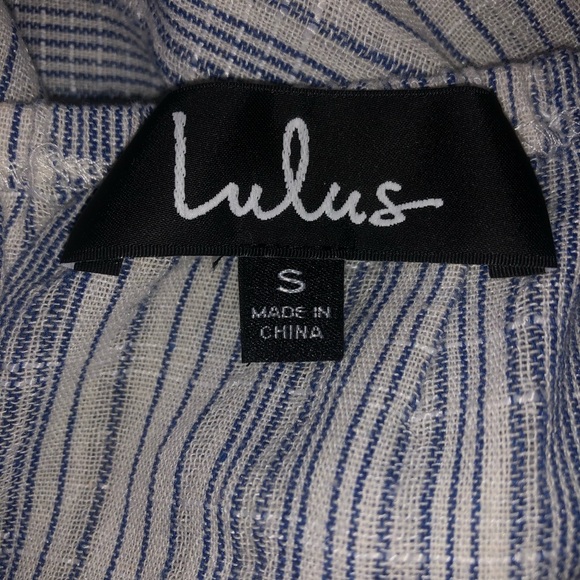 Lulus blue & white striped strapless jumpsuit summer beach vacation travel S - Picture 9 of 9